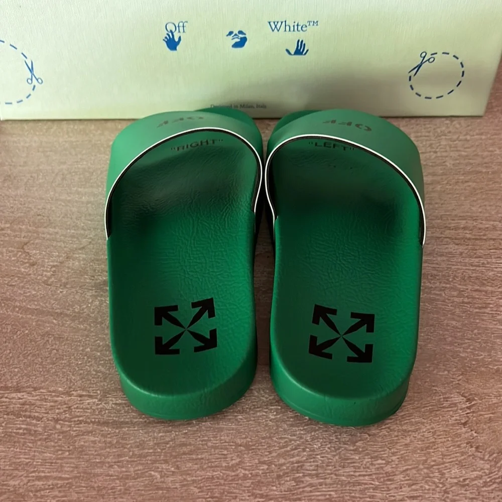 Off White Women Pool Slides - Picture 4 of 6